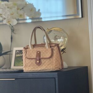 Louis Vuitton Beige Mini Monogram Sac Mary Kate Satchel with Leather Trim